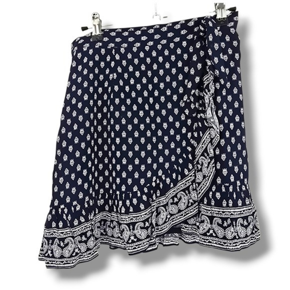 Gianni Bini‎ Womens Navy Floral Print Paloma Wrap Skirt Size 2 Cottage Western